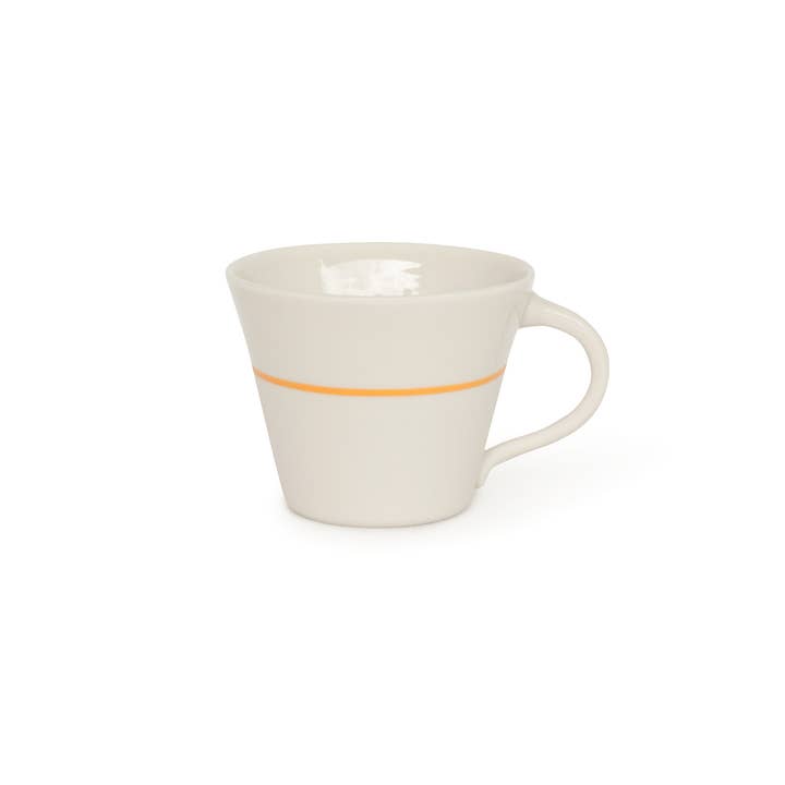 Ambit Wide Mug - White / Saffron Yellow Line for wholesale by Sue Ure Maison