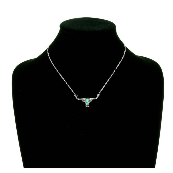 Boho Ranch Shop - Wholesale Pendant/Charm Necklace - Western Steer Skull Head Necklace4