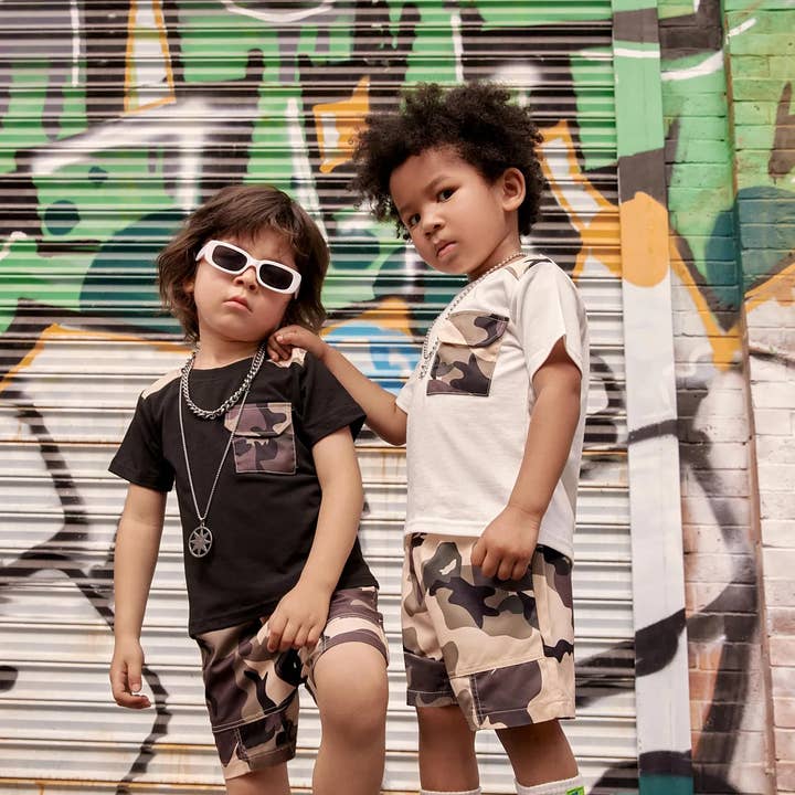 2pcs Toddler Boy Casual Camouflage Print Tee and Shorts Set for wholesale by PatPat