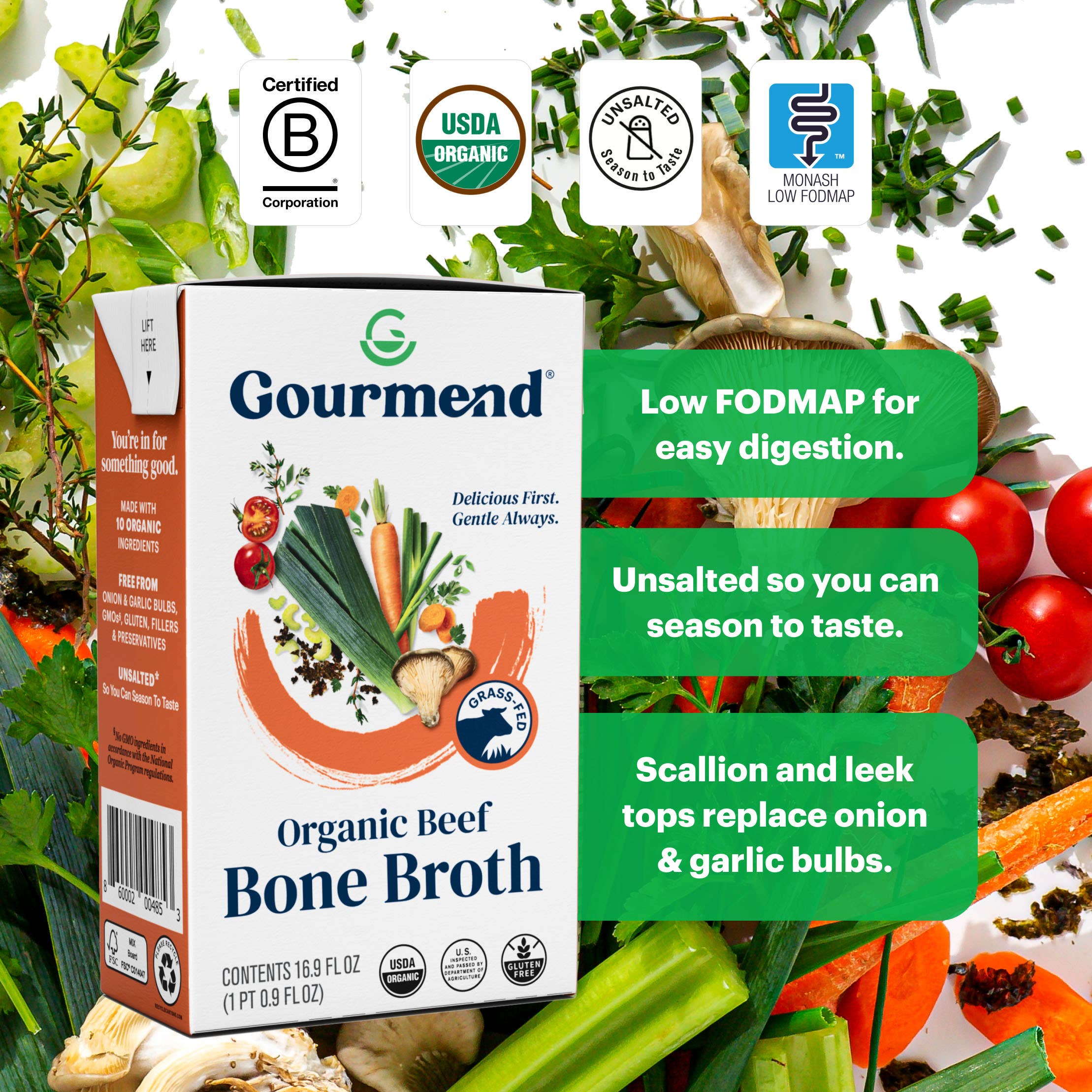 Gourmend Foods – Großhandel Brühe – Rinderknochenbrühe (Bio, Low FODMAP, ungesalzen)1