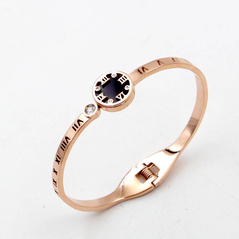 Ole - Wholesale Bangle Bracelet - Roman Numerals Stainless Steel Bracelets B22694