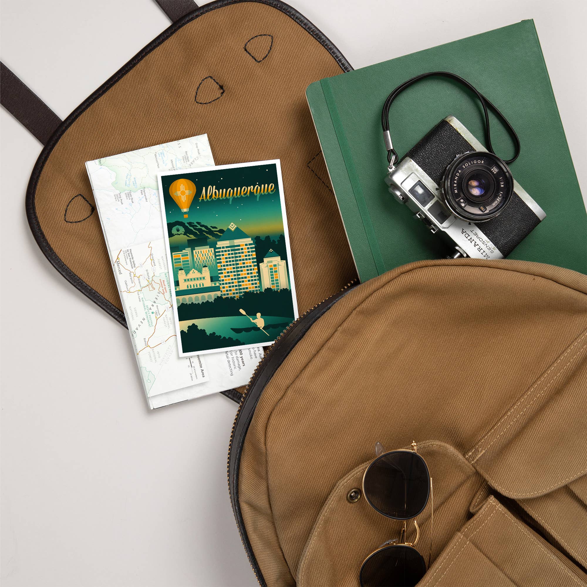 Lantern Press - Wholesale Postcard - PREMIUM POSTCARDS Albuquerque, NM, Retro Skyline Chromatic5