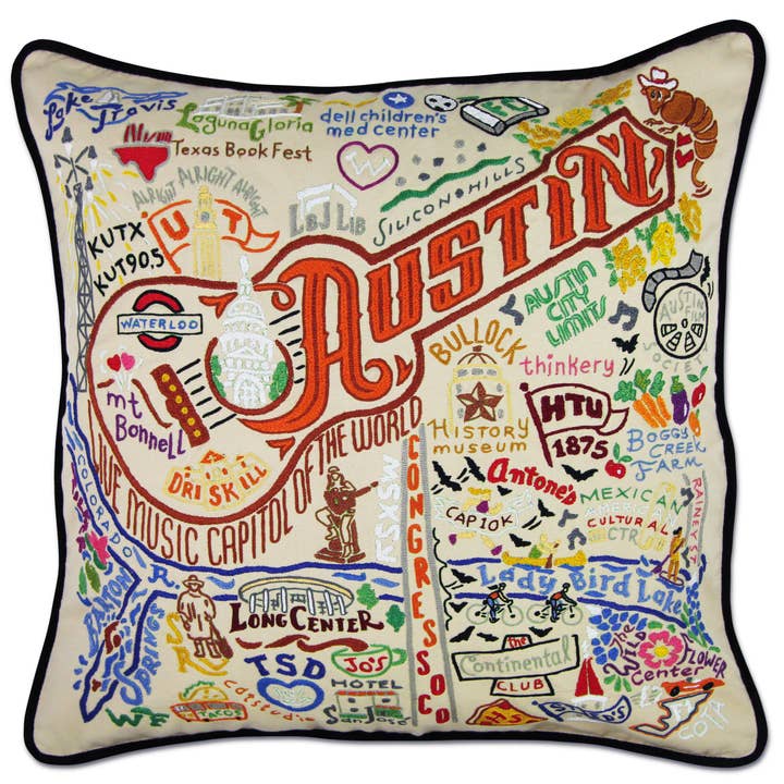 Austin Hand-Embroidered Pillow for wholesale by catstudio