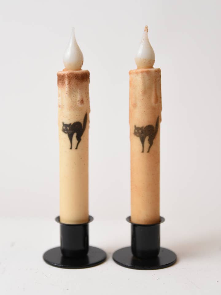 Scaredy Cat Silhouette LED Timer Taper Candle for wholesale by LMS Wholesale