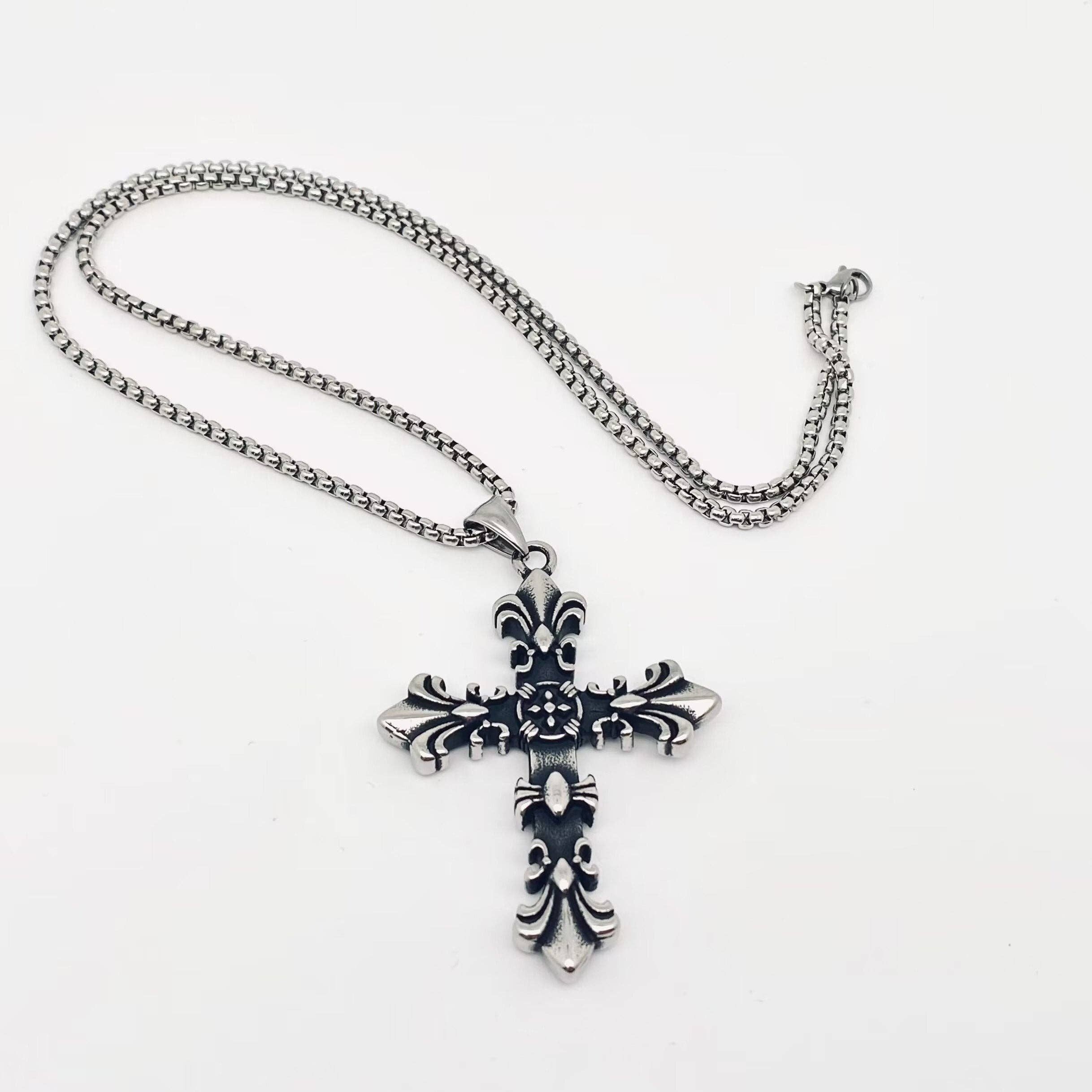 Mio Queena - Wholesale Pendant/Charm Necklace - Stainless Steel Crocore Cross Charm  Necklace - MJ/MNP1
