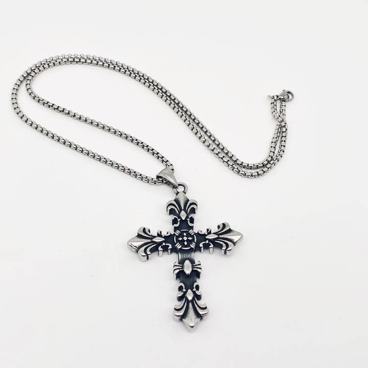 Mio Queena - Wholesale Pendant/Charm Necklace - Stainless Steel Crocore Cross Charm Necklace - MJ/MNP1