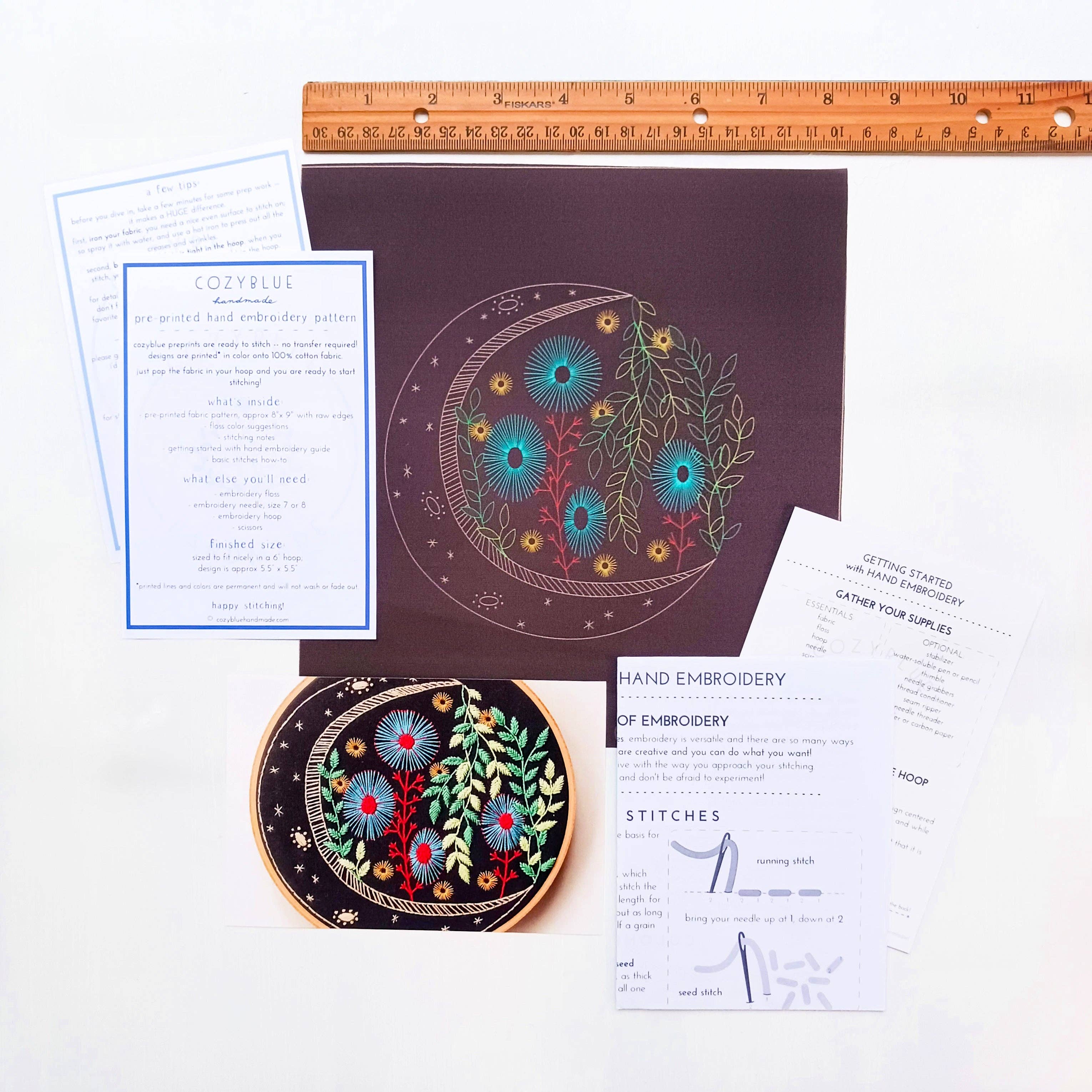 cozyblue handmade - Wholesale Embroidery/Cross Stitch Supplies - book nook pre-printed fabric embroidery pattern1