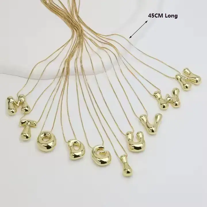 Sweet Cherry Sky - Wholesale Pendant/Charm Necklace - Groovy Large Bubble Initial Alphabet Necklace Jewelry3