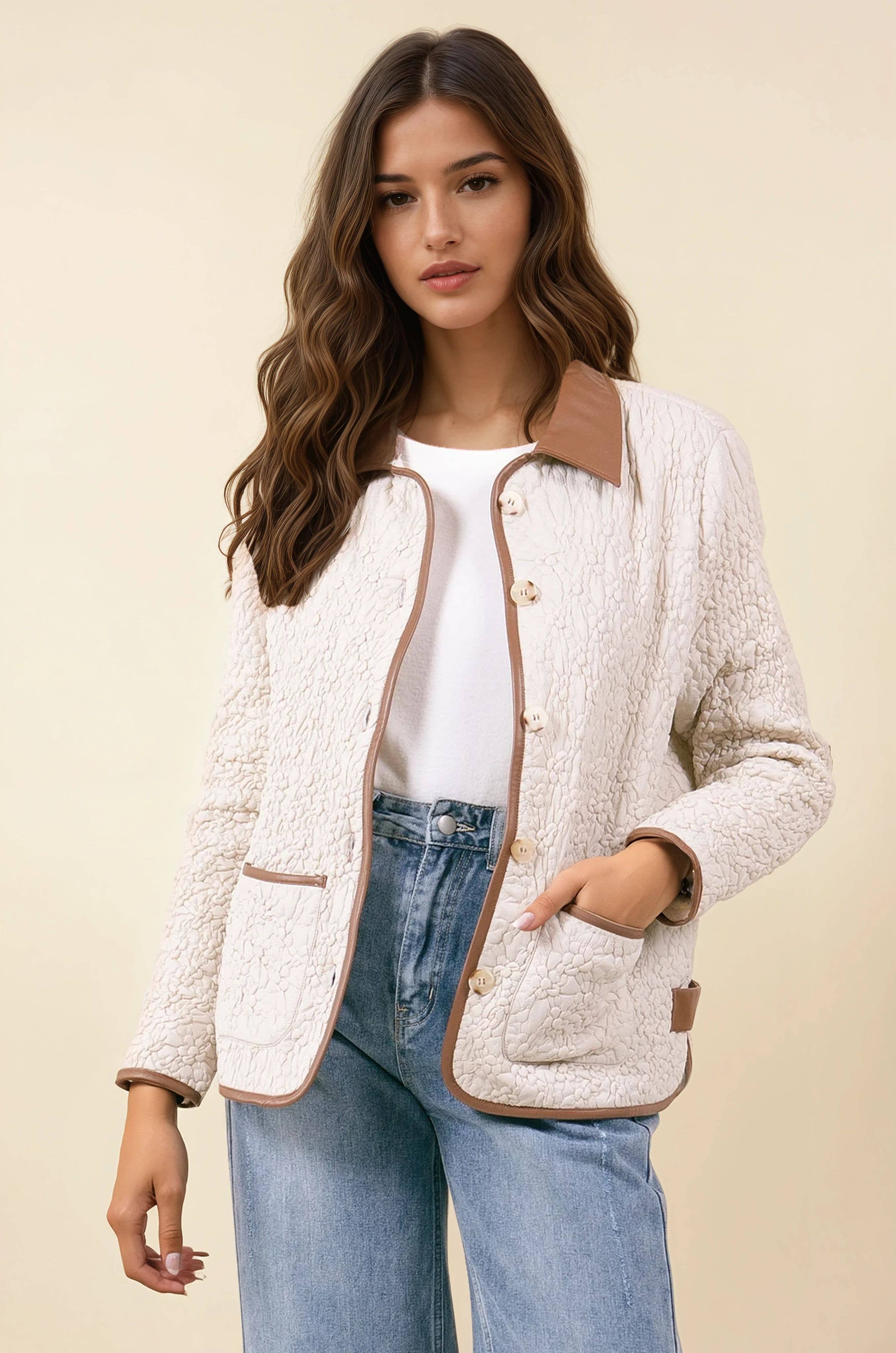 Doe and Rae - Wholesale Jas - Dames - Dekbedovertrek van veganistisch leer met knoopsluiting - 10631J6