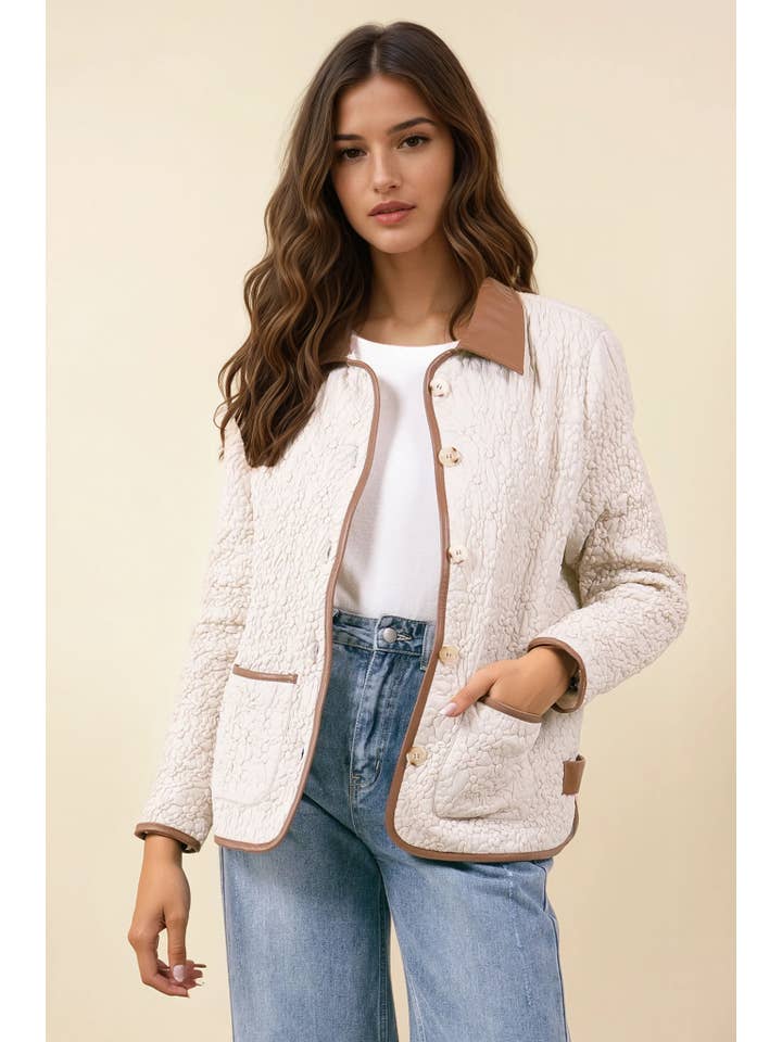 Doe and Rae - Wholesale Jas - Dames - Dekbedovertrek van veganistisch leer met knoopsluiting - 10631J6