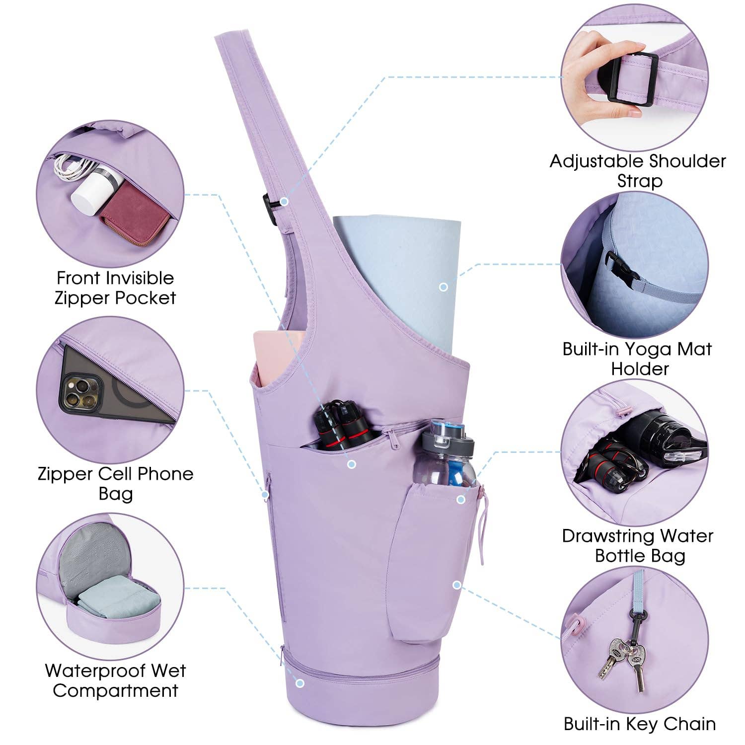 wandf - Wholesale Yoga Bag - Yoga Mat Bag Large Opening Long Tote Yoga Mat Carrier Holder25