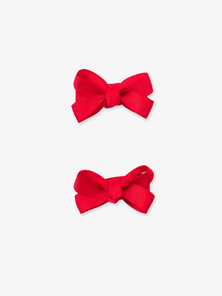 Ensemble de mini pinces à cheveux rouges avec nœud pour filles pour la vente par RuffleButts + RuggedButts