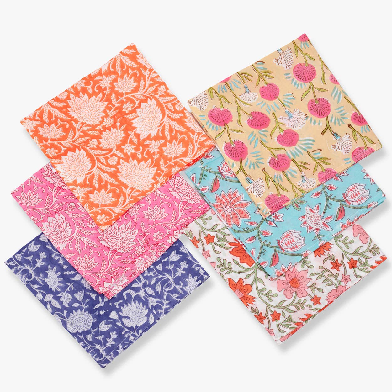 Sevya Handmade - Wholesale Dinner & Cloth Napkin - Floral Block Print Napkins, Set of 62