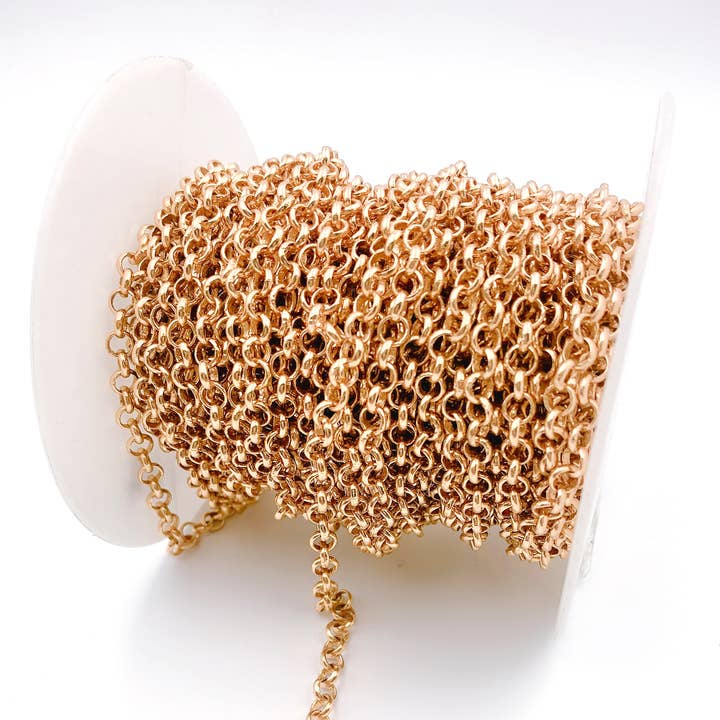 Beads Creation - Wholesale Link & Chain Necklace - Rolo Chain by Foot, Bulk 18 Karat Gold-Filled Brass Necklace