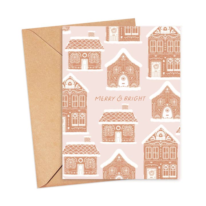 Gingerbread House Christmas Card Set of 5 for wholesale by Dear Lila Paperie