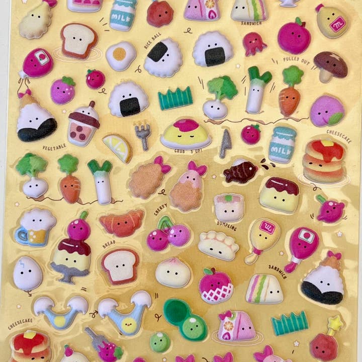 BCmini - Wholesale Sticker - 11023 Tiny Animal Food Court Puffy Assorted Stickers-1214