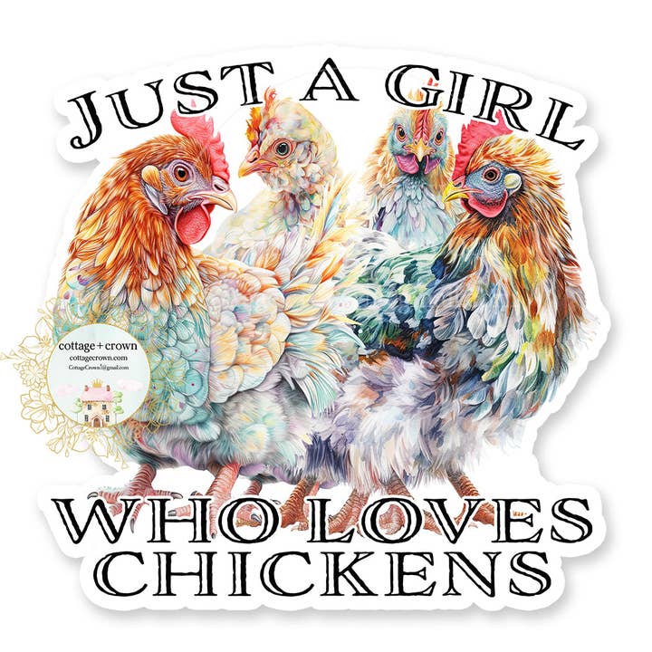 Just A Girl Who Loves Chickens Vinyl Decal Sticker for wholesale by cottage + crown
