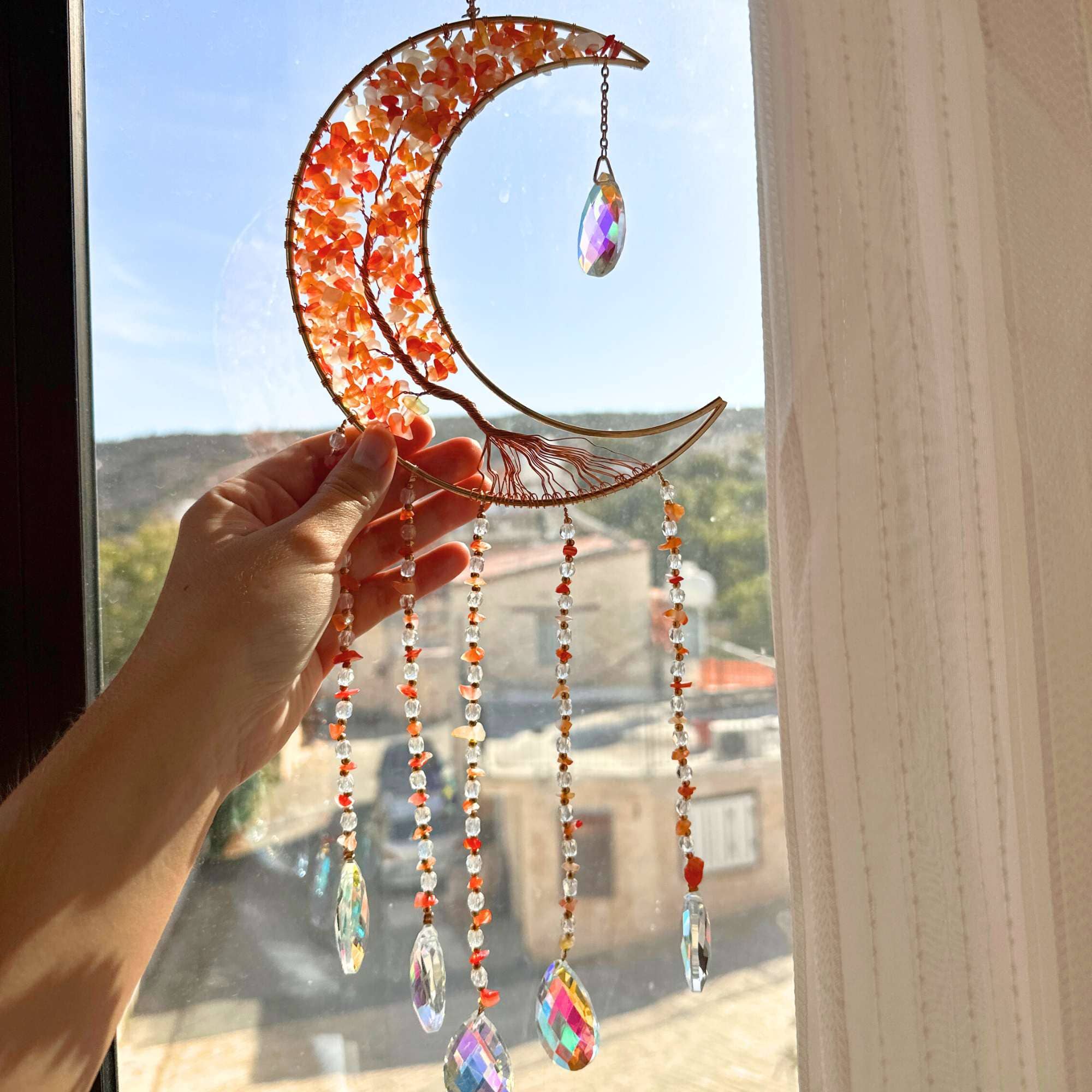 LilAryenne | Jewelry & Suncatchers (Import Fees Covered) - Wholesale Suncatcher - Moon Crystal Suncatcher - Rose Quartz, Red Agate, Amethyst9