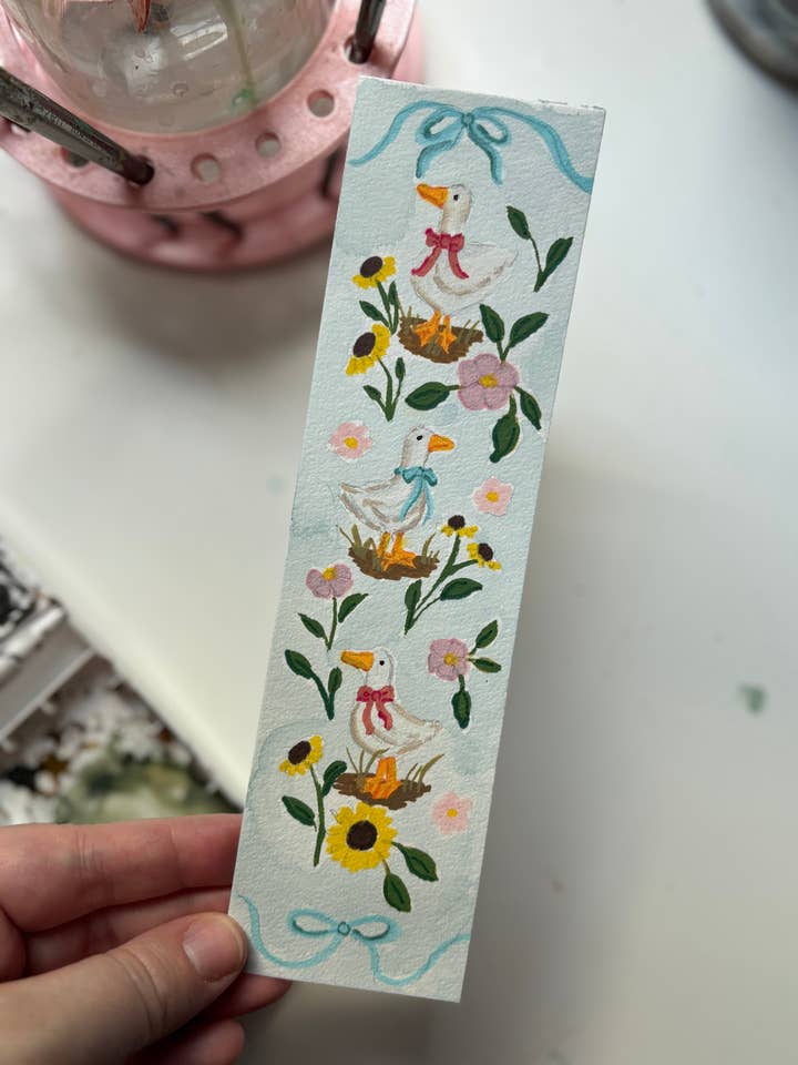 Marcador de Páginas Pintado a Mano con Pato Floral para venta al por mayor de Megan Lindsey Illustration