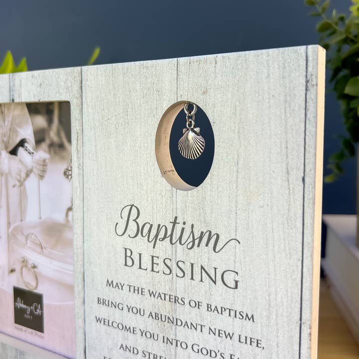 Abbey & CA Gift - Wholesale Picture Frame - Baptism Blessings Shell Charm Picture Frame