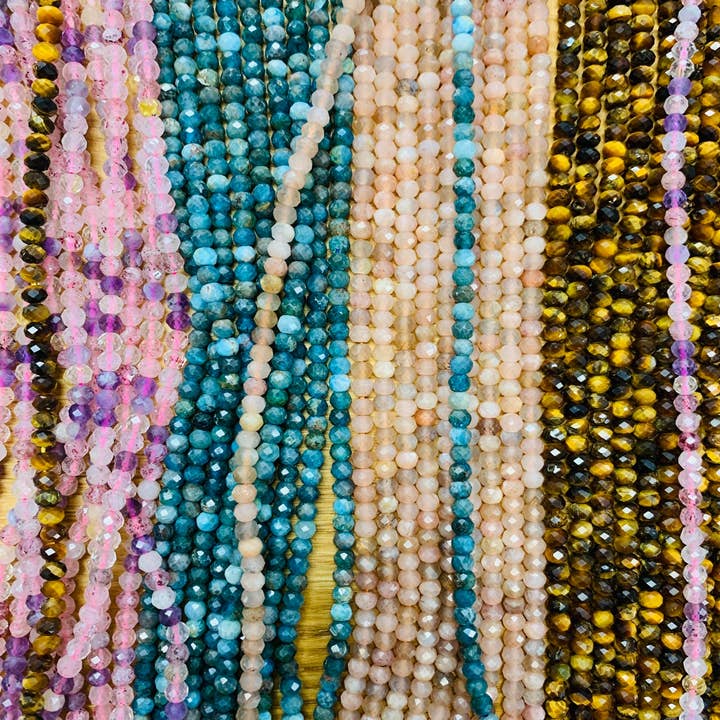 Small Colorful Disc Spacer Beads, 4mm Multicolor Rondelle Beads, Small Bulk Beads For Jewelry Making, Bead Supplies, Faceted Gemstone Beads, for wholesale by The Bead Bazaar