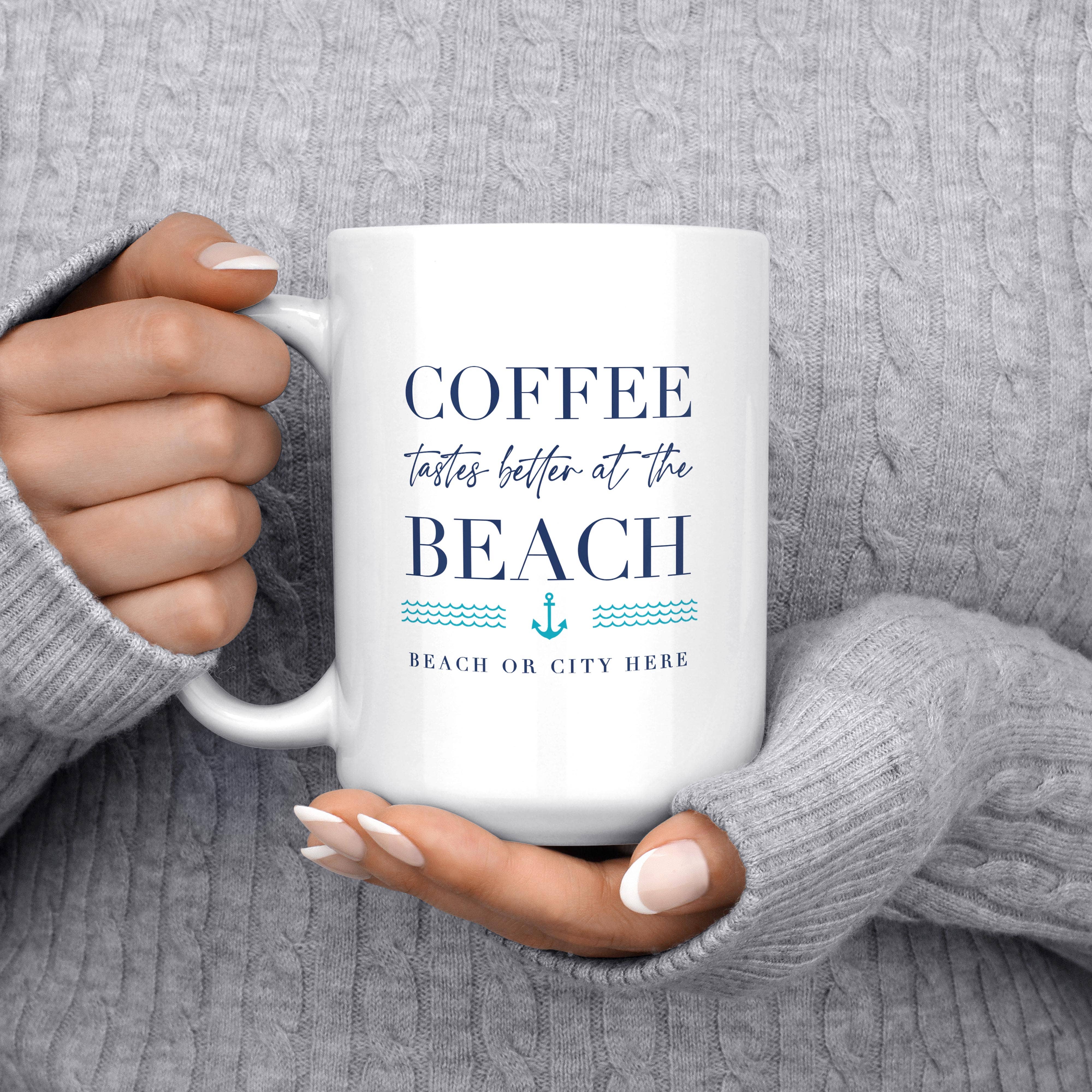 Melody Press Co. - Wholesale Coffee Mug - Coffee Tastes Better at the Beach Custom Beach Mug