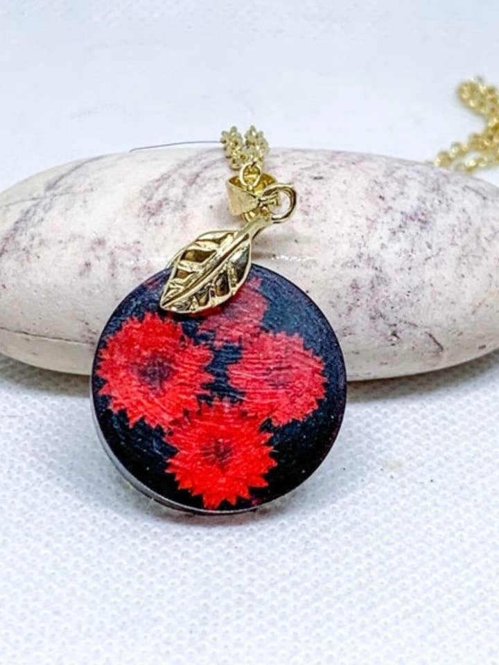 Real Red Apricot Bloom Necklace for wholesale by Vivian Treasury