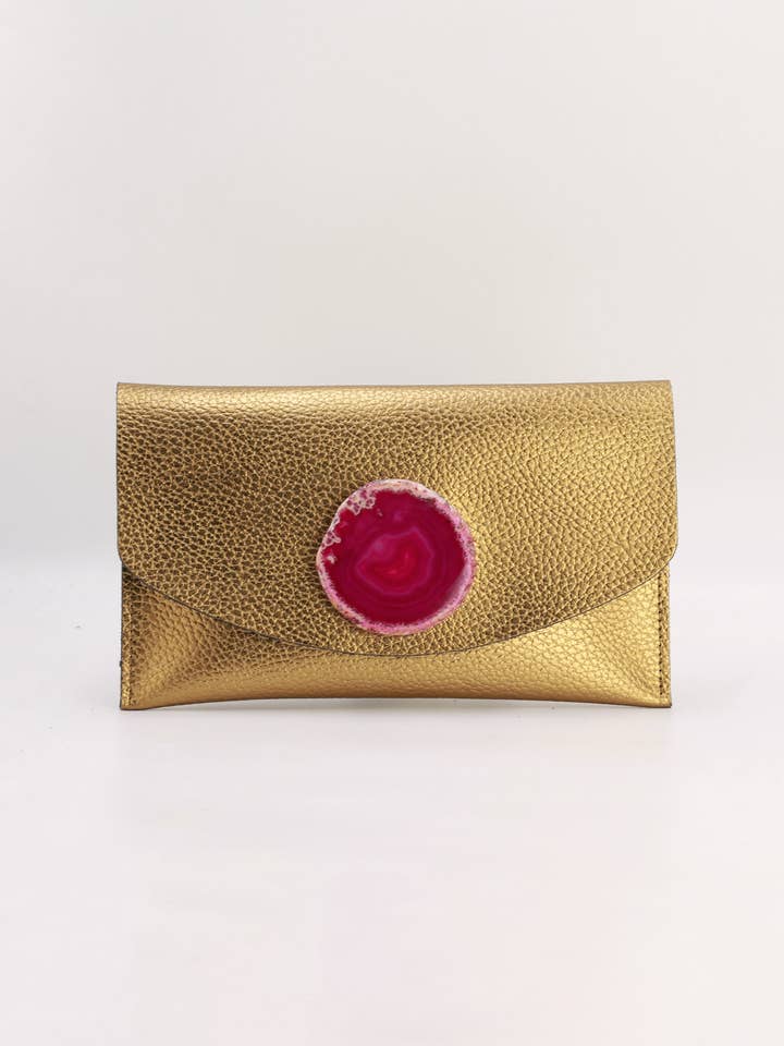 Sac à main doré midi agate rose pour la vente par Ecue