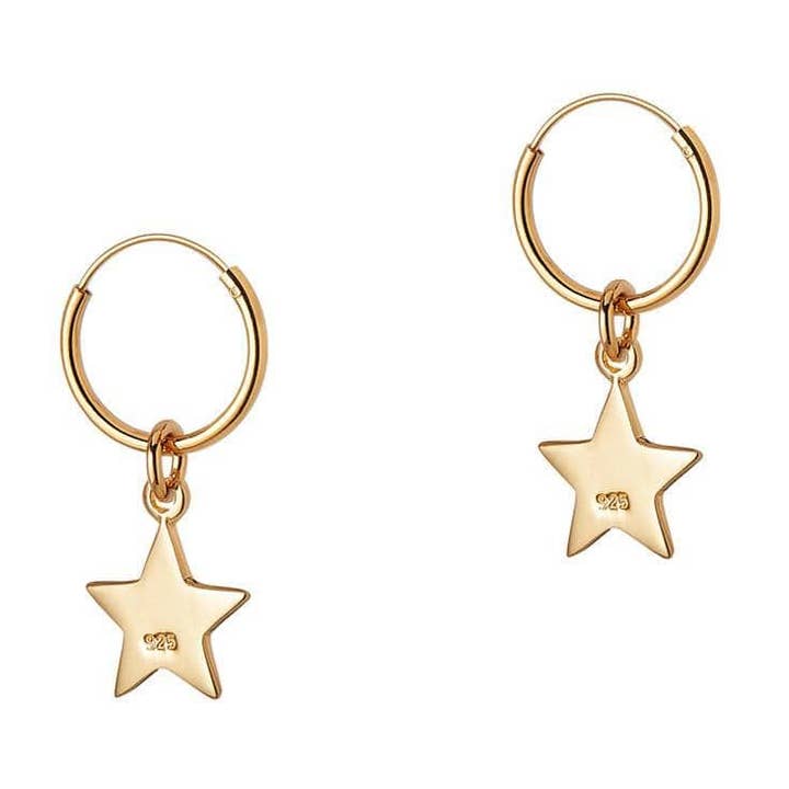 Orecchini a Cerchio placcati in oro con stella 12 mm per la vendita all'ingrosso da parte di Juulry