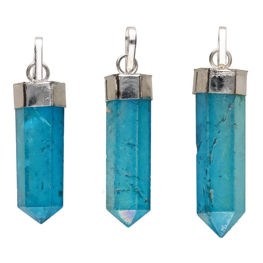 Vives de la Cortada S.L - Vendita all'ingrosso Ciondolo/pendente - Ciondolo Punta di Quarzo Aqua Aura Blu in Bagno d'Argento2