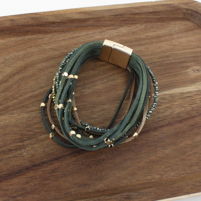 Pretty Persuasions - Wholesale Bangle Bracelet - B25241 Multi-String Magnetic Closure Leather Bracelet6