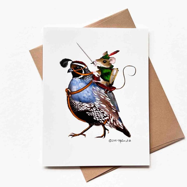 Cartão de Saudação Codorniz e Rato por atacado de True North Creations
