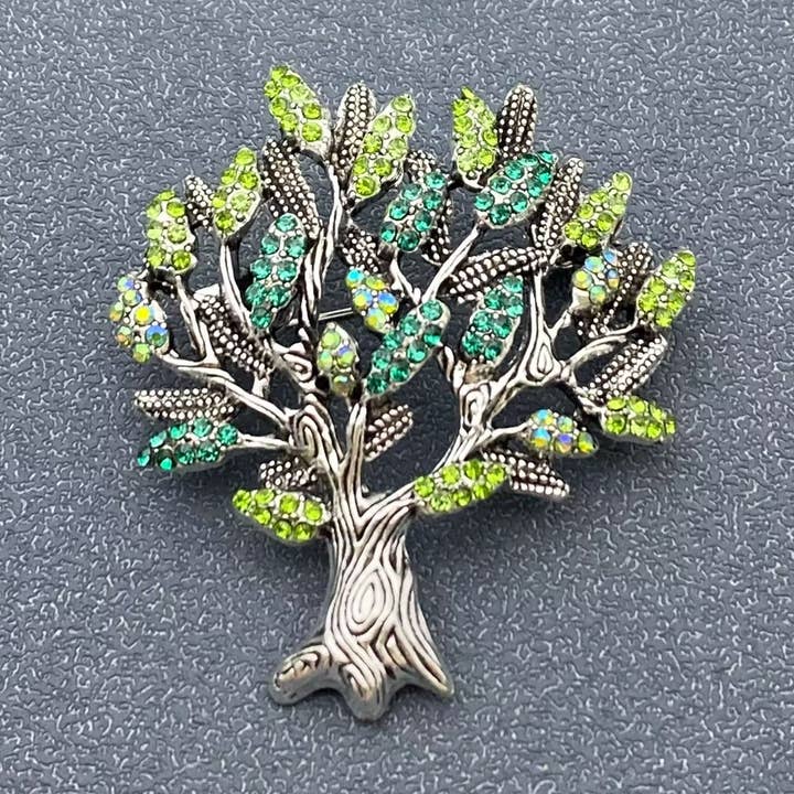 Rhinestone Tree Brooch for wholesale by Mio Queena