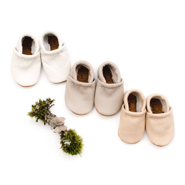 Milk, Beige, Barley Loafers Baby Booties & Toddler Shoes for wholesale by Starry Knight Design