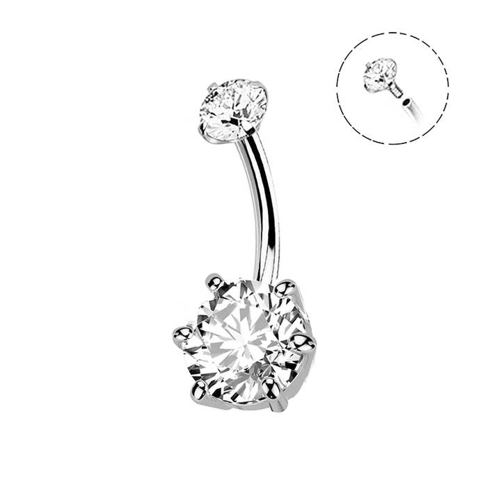 AMORINO SRL - Venta al por mayor Piercings para ombligo - PIERCING DE BANANA CON CIRCONITA REDONDA - JQ720B119