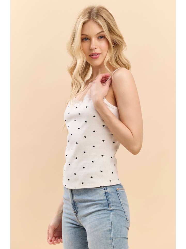 Heart & Hips - Wholesale Camisole - Women's - JC54289P - LACE TRIMMED BOW TIE CAMISOLE TANK1