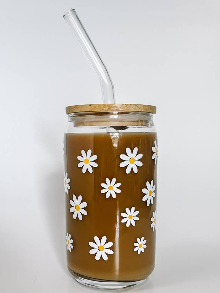 Bicchiere da Caffè Freddo Daisy INCLUSO Coperchio e Cannuccia per la vendita all'ingrosso da parte di Love Her Work
