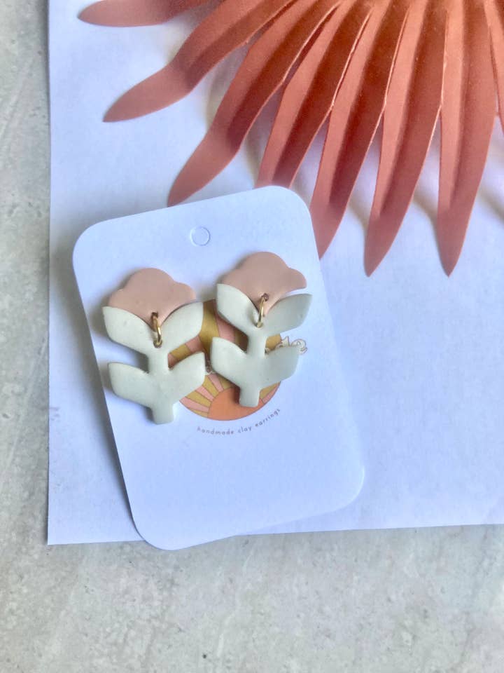 Small dainty tulip clay dangle for wholesale by Terra Made