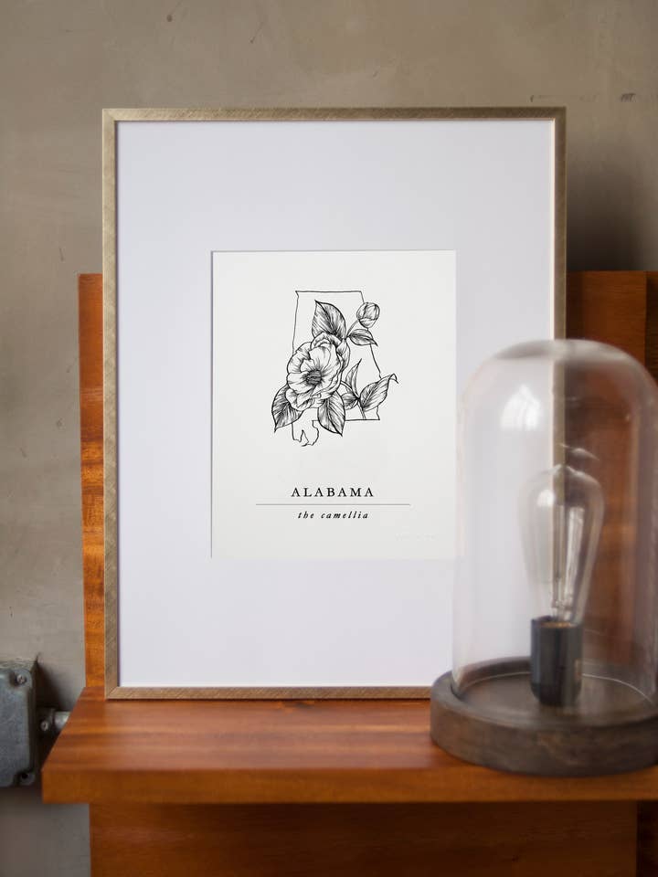Alabama Camellia Artprint for wholesale by Seniman Calligraphy