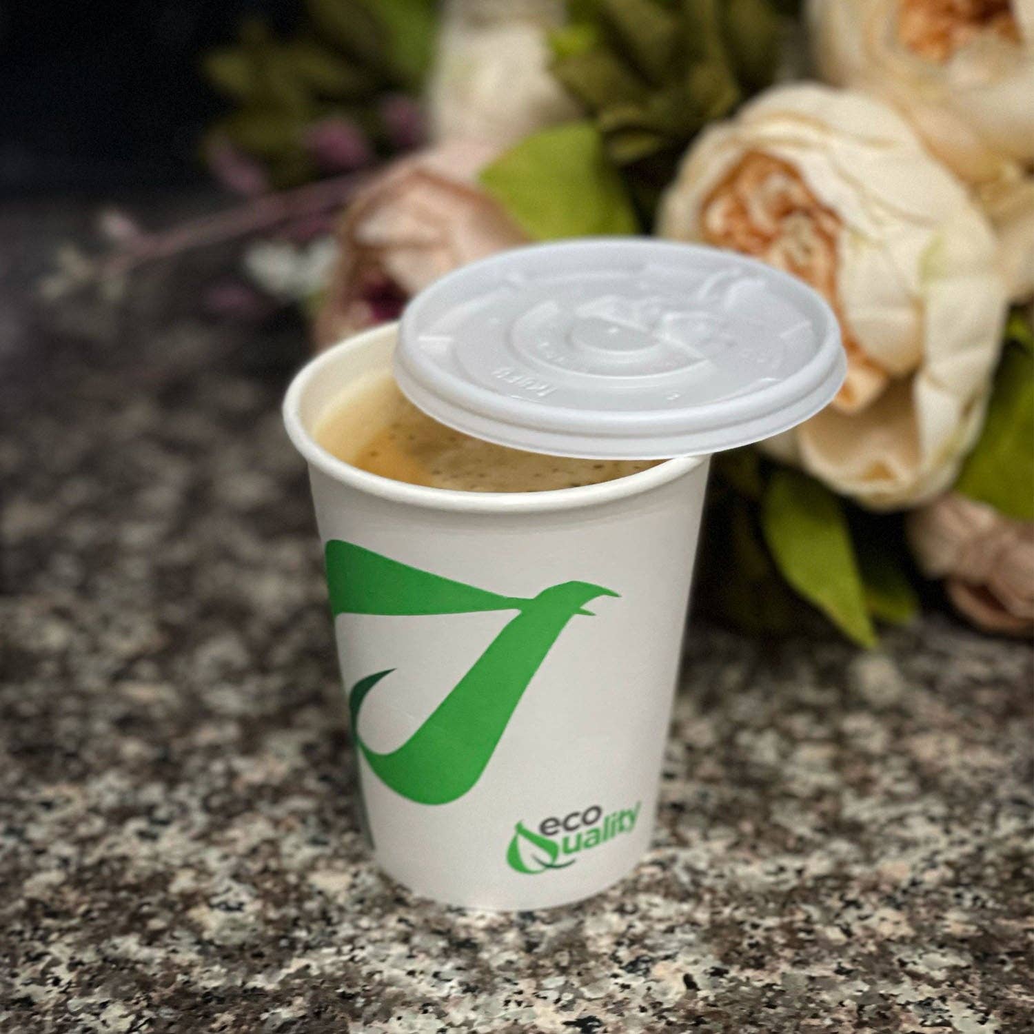 EcoQuality - Wholesale Disposable Cup - 12oz Disposable Compostable Biodegradable White Paper Coffee5