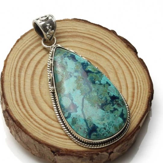 UniArt - Wholesale Individual Charm/Pendant - Silver and azurite - vintage drop pendant0