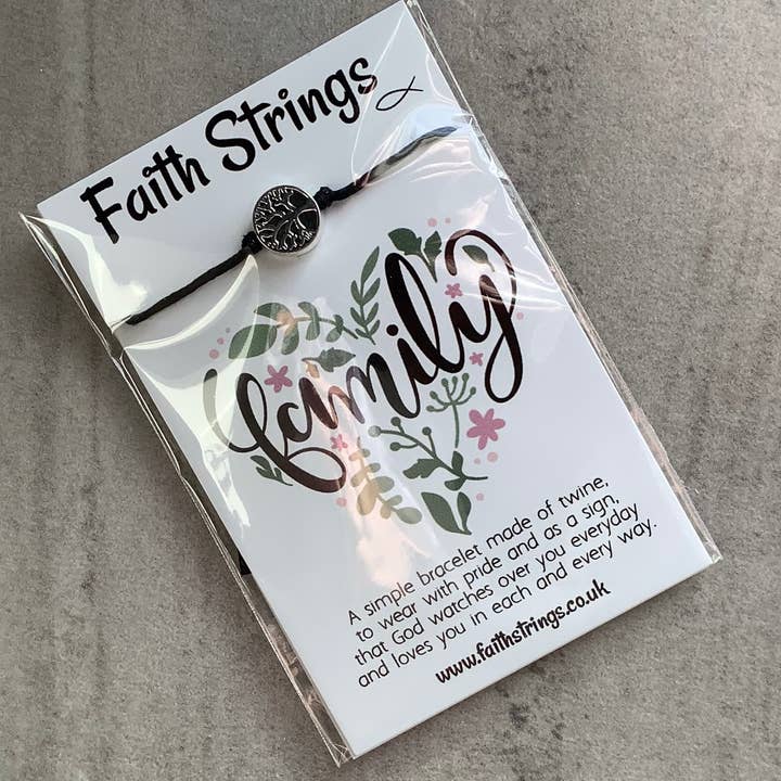 Faithstrings - Wholesale Charm/dangle bracelet - Christian Faithstrings wish Cord Bracelet Gift Family Tree1