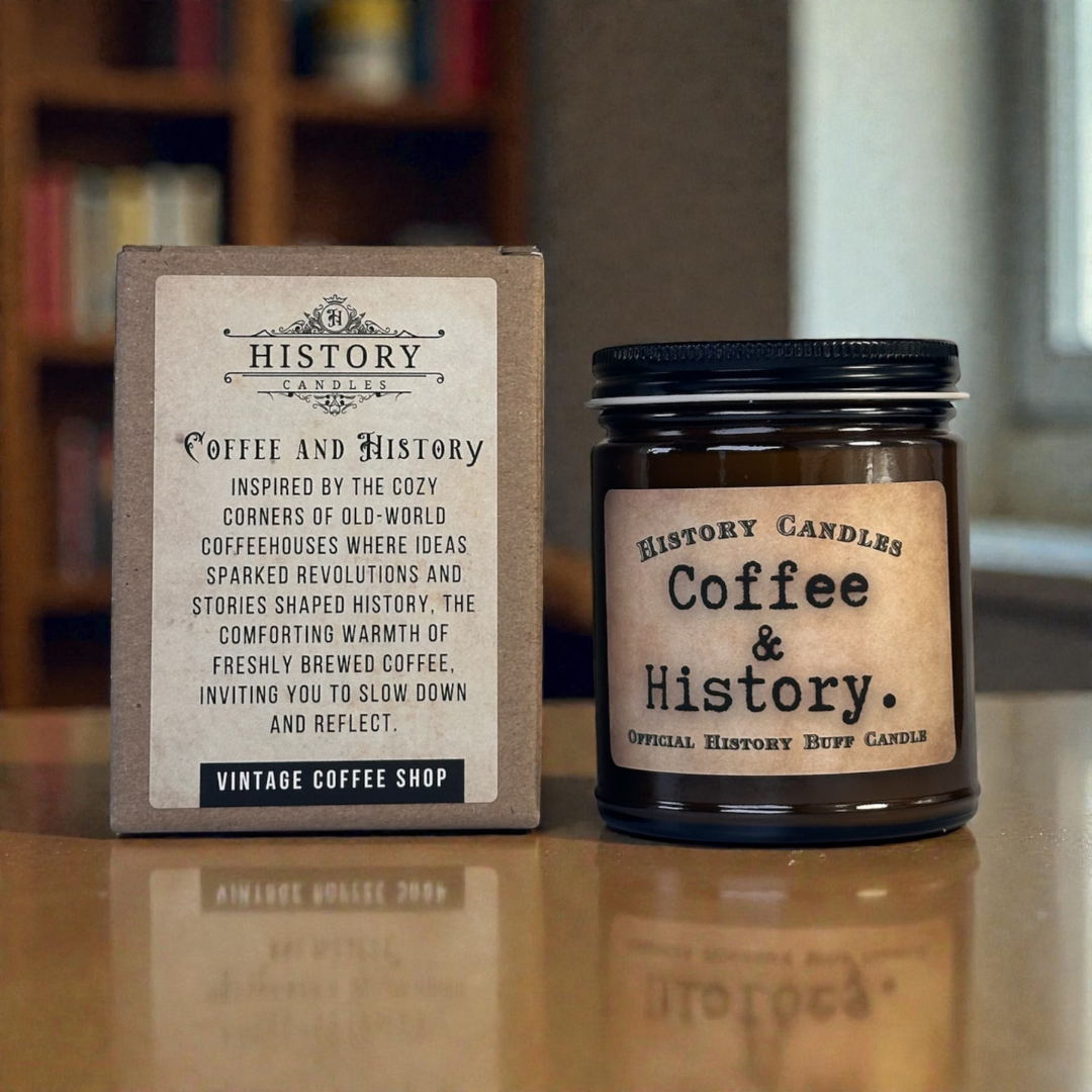 History Candles - Wholesale Jar/Filled Candle - COFFEE AND HISTORY Candle | Gift Shop Memorabilia 1