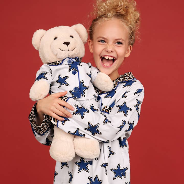 Leonie Girls Pyjama Set with Matching Teddy Bear for wholesale by Luna Mia Kids
