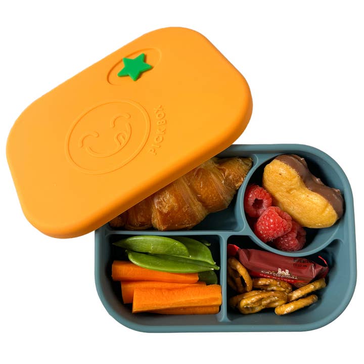 Pick Plates - Vente Sac/boîte repas – enfant - Boîte à déjeuner Bento Pick Box en silicone à 4 compartiments10