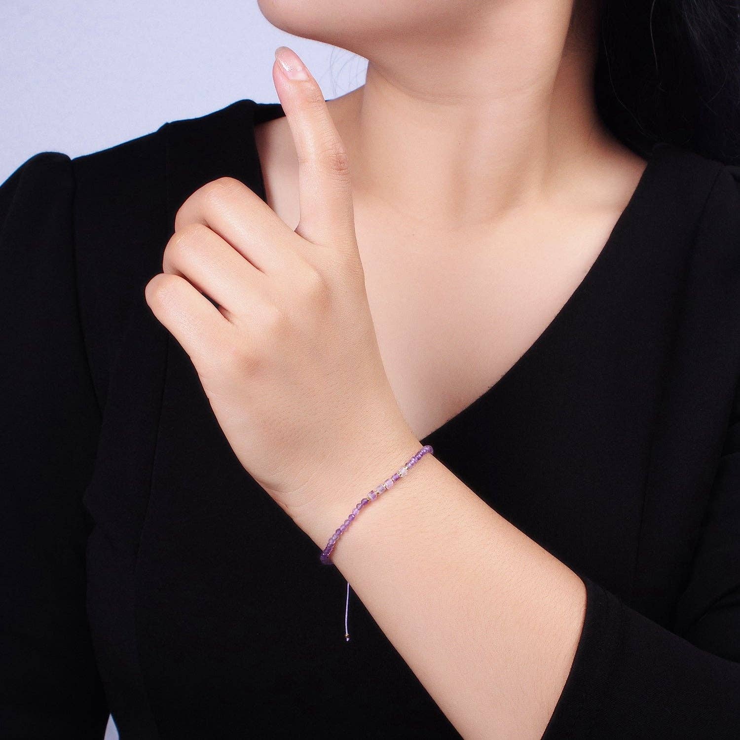 Aim Eternal - Wholesale Beaded Bracelet - 14K Gold Filled Amethyst Multifaceted Purple Rope Adjustable Friendship Bracelet | WA-2007 ~ WA-20091