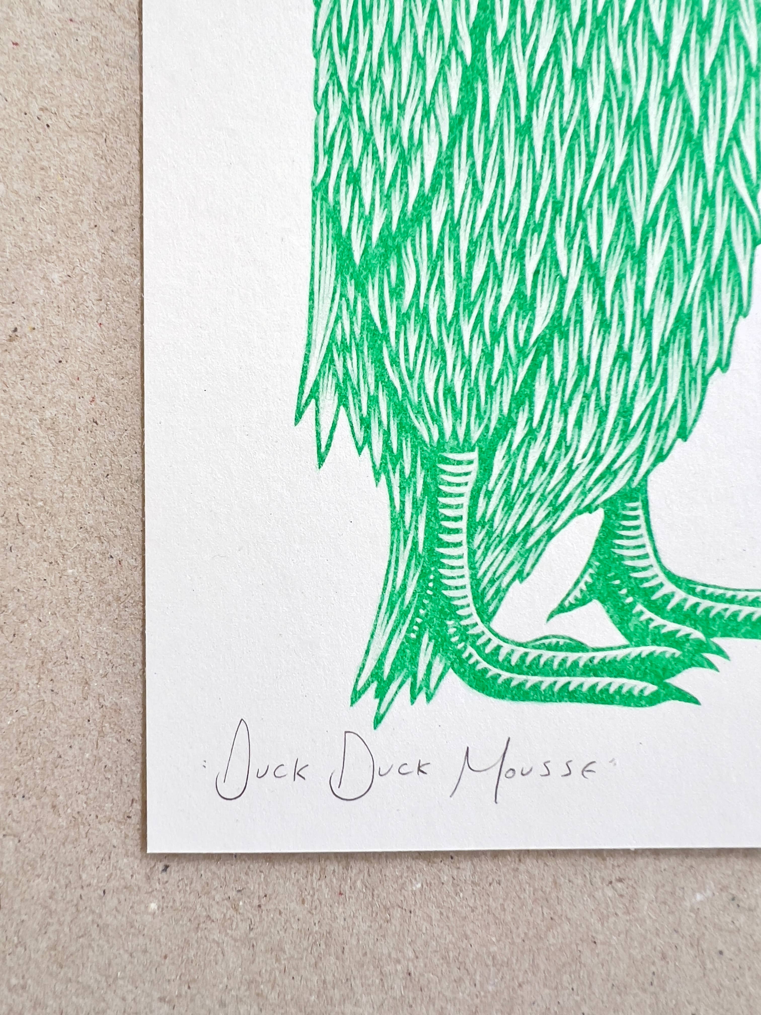 Strangford – Engroshandel Kunsttryk – Duck Duck Mousse - Riso-tryk i grønt og lilla2