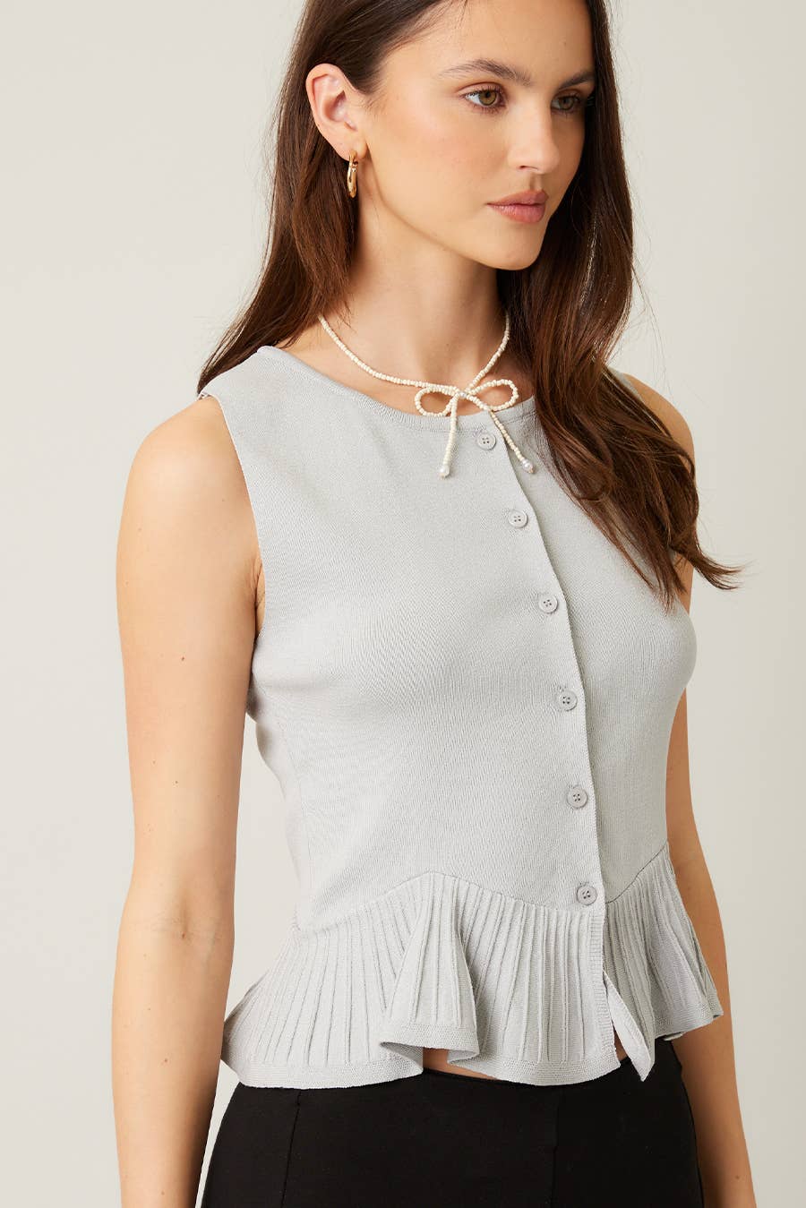 ILLA ILLA - Wholesale Cardigan - Women's - Everyday Comfort Knit Ruffle Hem Cardigan Sweater Tank1