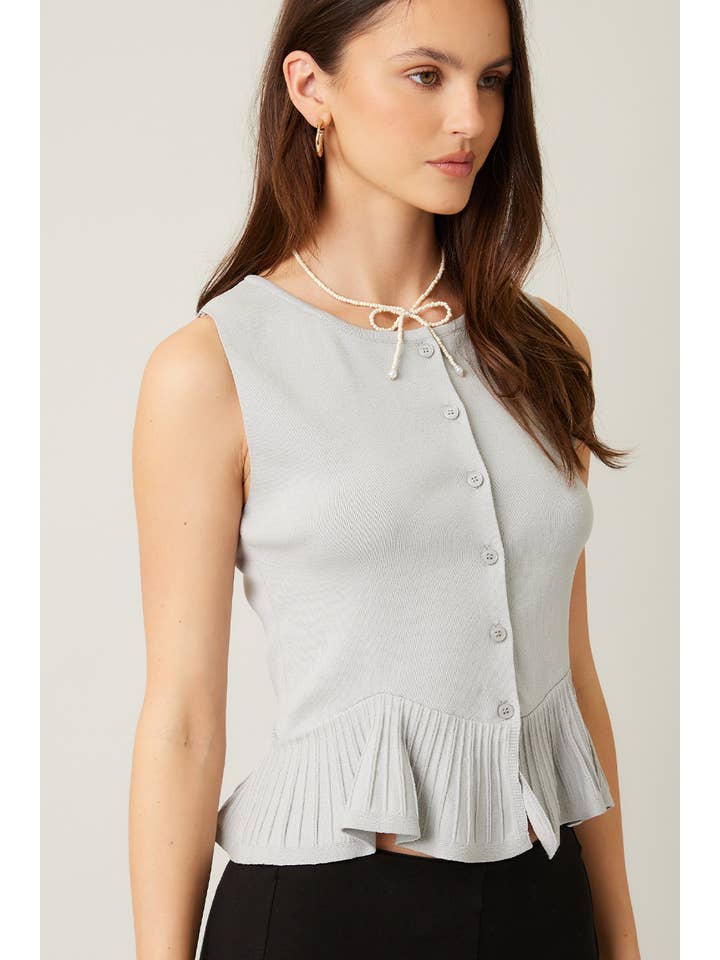 ILLA ILLA - Wholesale Cardigan - Women's - Everyday Comfort Knit Ruffle Hem Cardigan Sweater Tank1