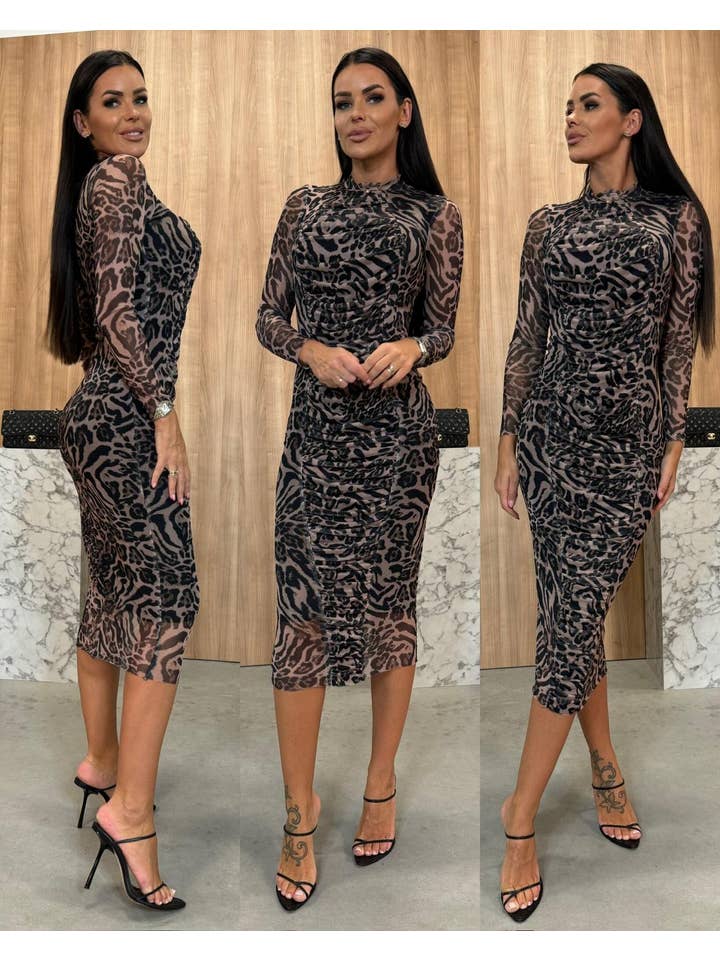 LORIANE - Wholesale Dress - Women's - 6818 One Size Bodycon Print Maxi Dress 8